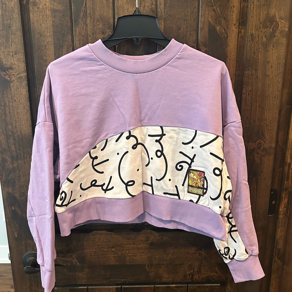 PUMA Graphic Sweatshirt with Purple Accents